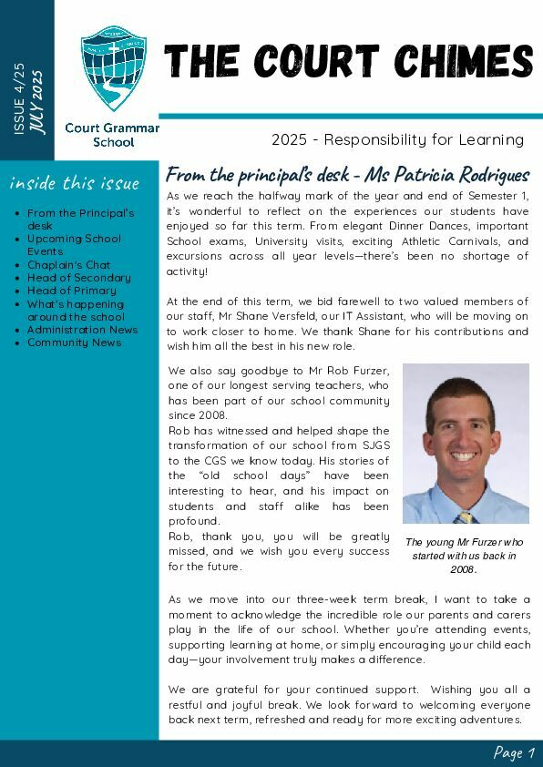 The Court Chimes Newsletter - 4/2025 cover