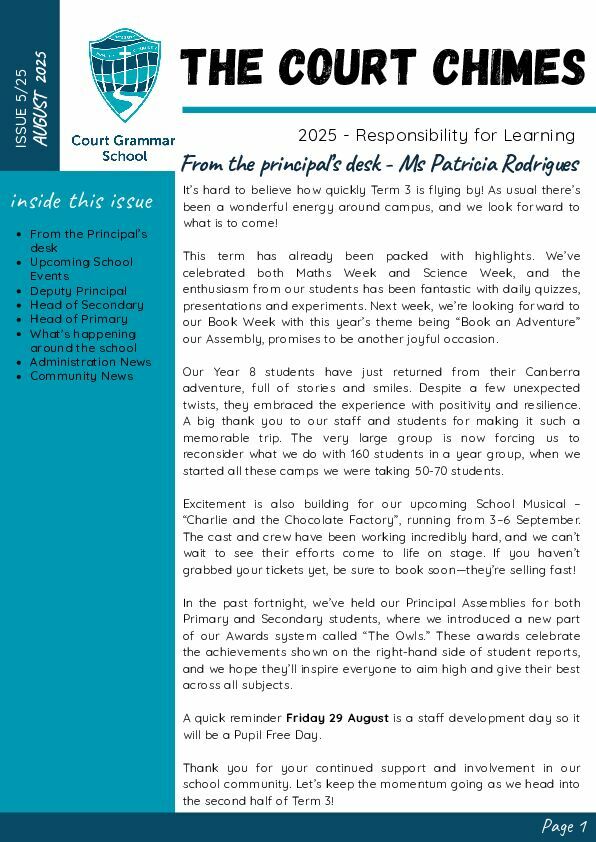 The Court Chimes Newsletter - 5/2025 cover