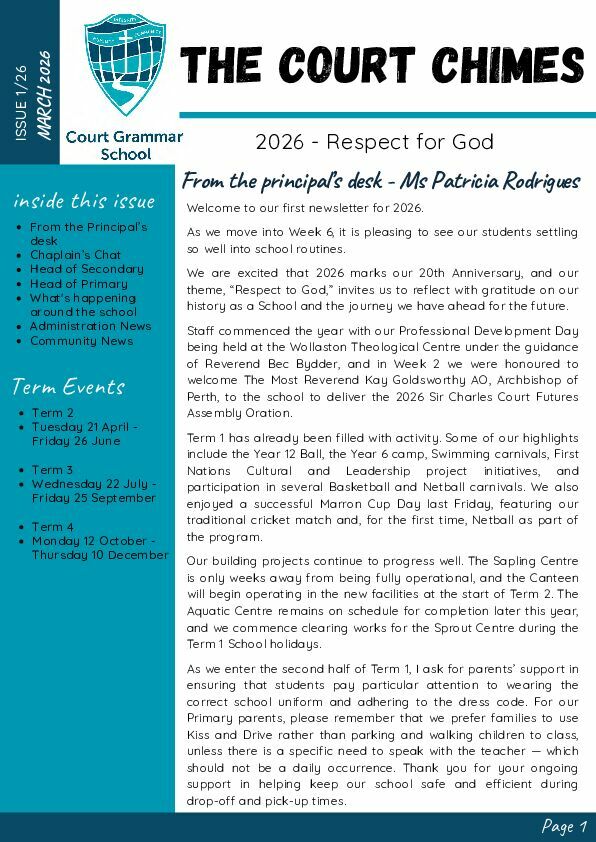 The Court Chimes Newsletter - 1/2026 cover