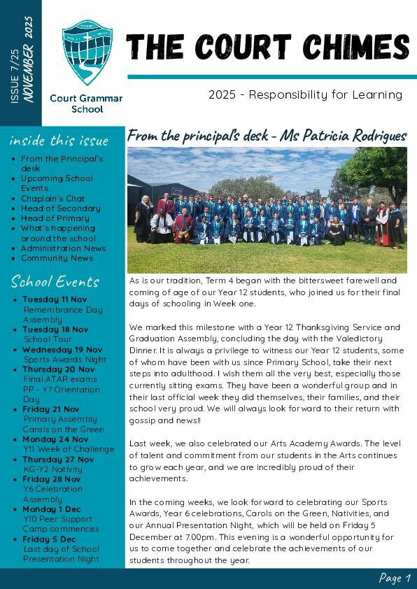 The Court Chimes Newsletter - 7/2025 cover