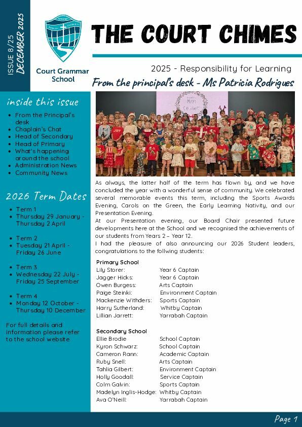 The Court Chimes Newsletter - 8/2025 cover