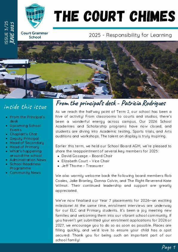 The Court Chimes Newsletter - 3/2025 cover